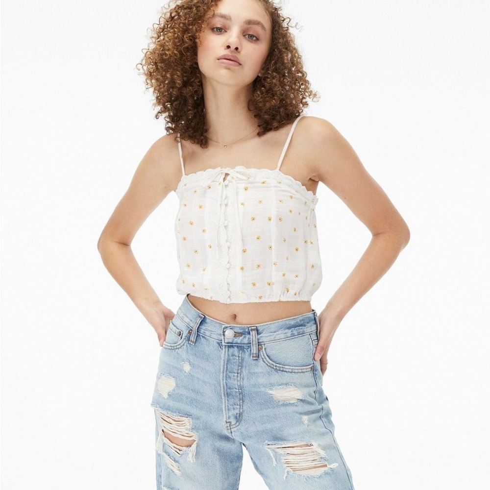 Aeropostale White Camisole tank with Yellow Floral design